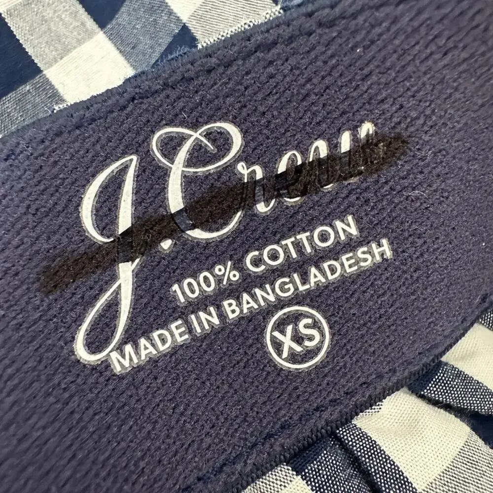 J.Crew Patterned Boxers Mens Gingham Navy Cotton Lounge Beach Sleep XS NWT